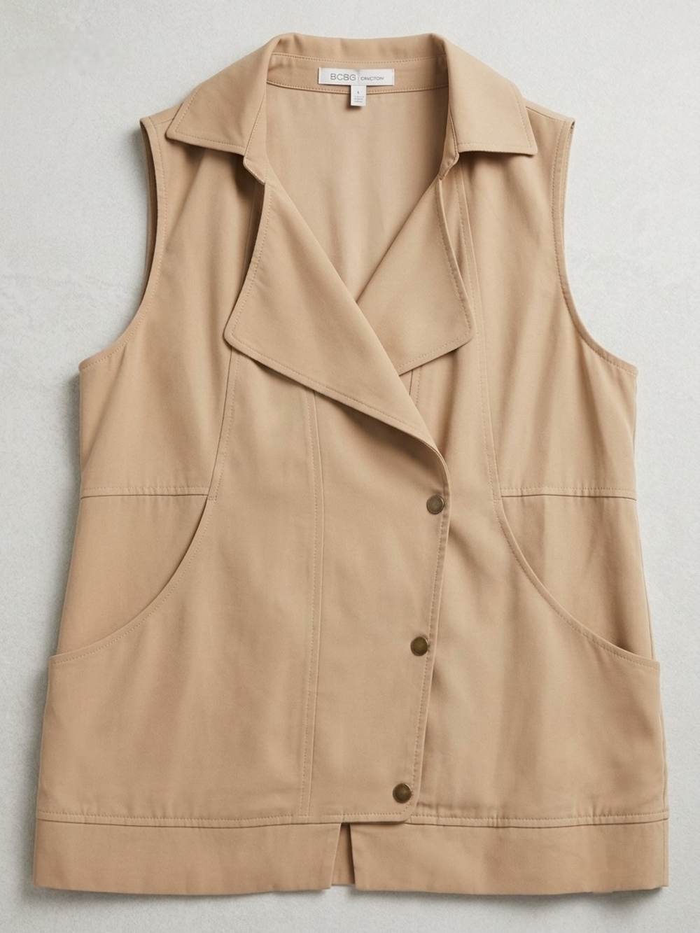 Rare BCBGeneration Beige Drape Front Trench Vest - Hard to Find!